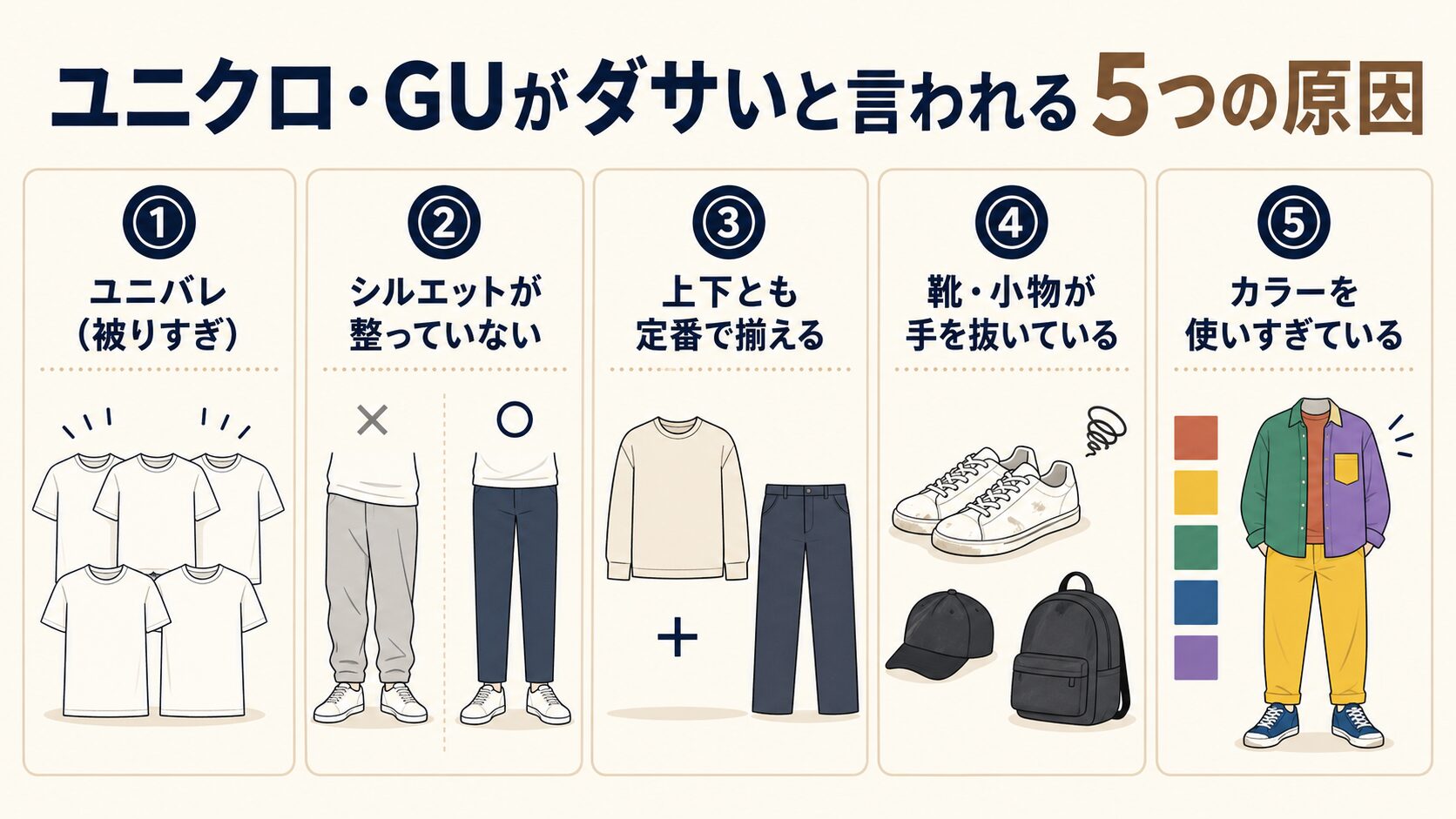 ユニクロ・GUがダサいと言われる5つの原因（インフォグラフィック）