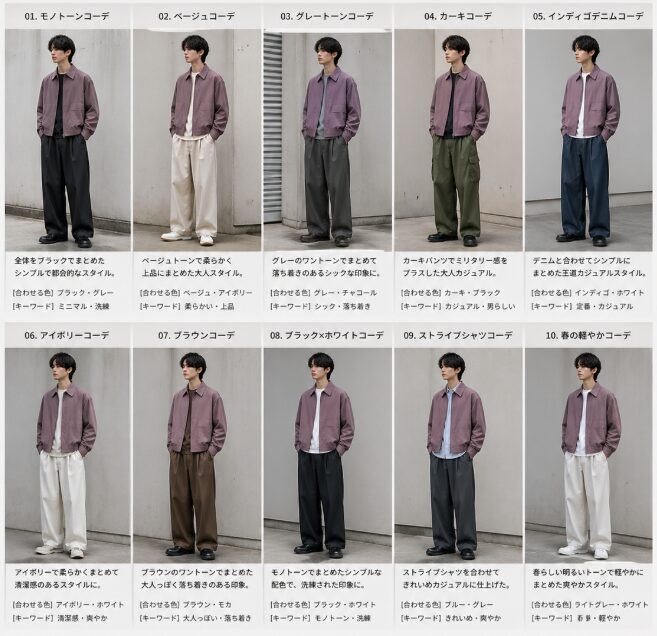 ユニクロU ショートブルゾン を使った10通りのコーディネート例