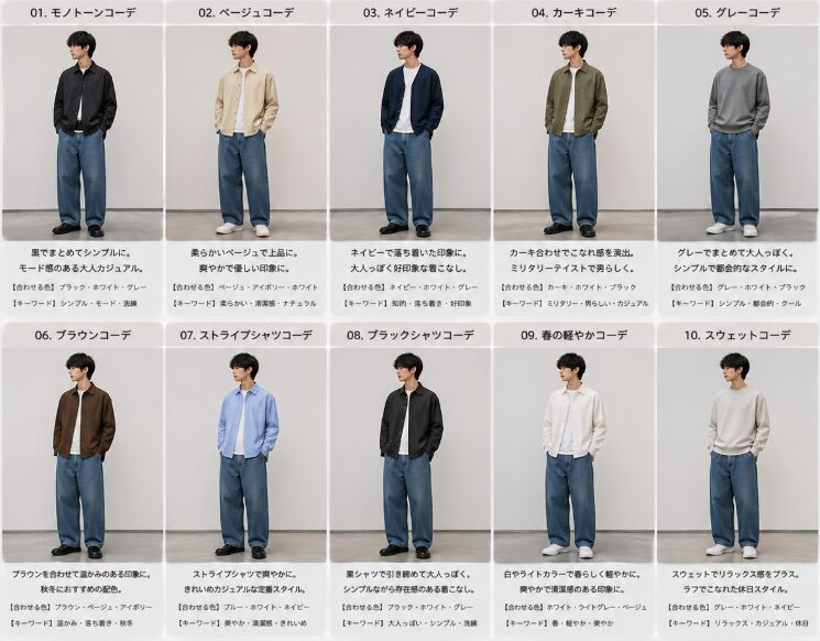 ユニクロU ワイドテーパードジーンズ を使った10通りのコーディネート例