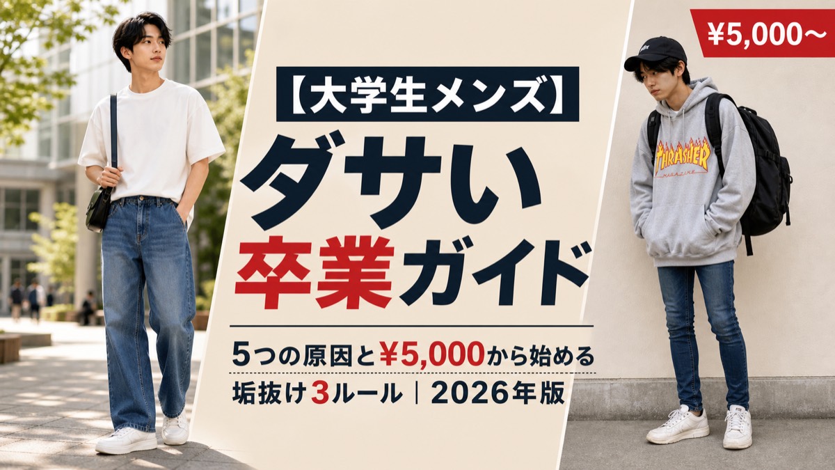【大学生男子のダサいファッション】5つの原因と5,000円から始める垢抜け3ルール【2026年版】